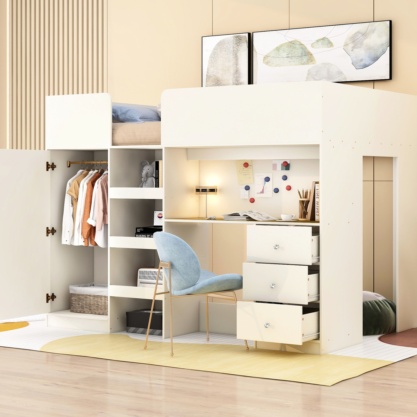 Stackable Bed Ladder Full Size Pine MDF Bed - Storage Ladder Combo - Bedroom Layout - Fall ...