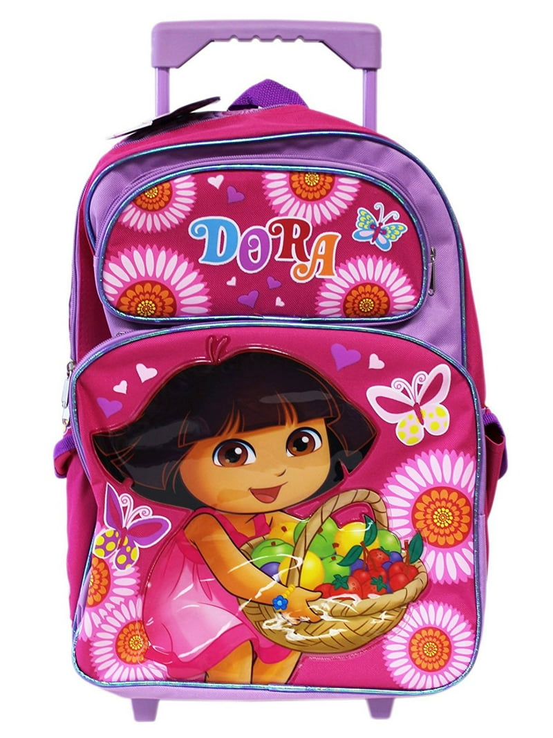 Full Size Pink Dora the Explorer Fruit Basket Rolling Backpack