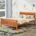 thumbnail image 1 of Full Size Platform Bed Frame, SEGMART Platform Bed Frame with Headboard, Solid Wood Bed Frame with Wood Slat Support/Footboard, Bed Frame No Box Spring Needed, 82.3"L x 57"W x 35.4"H, Oak, H2382, 1 of 9