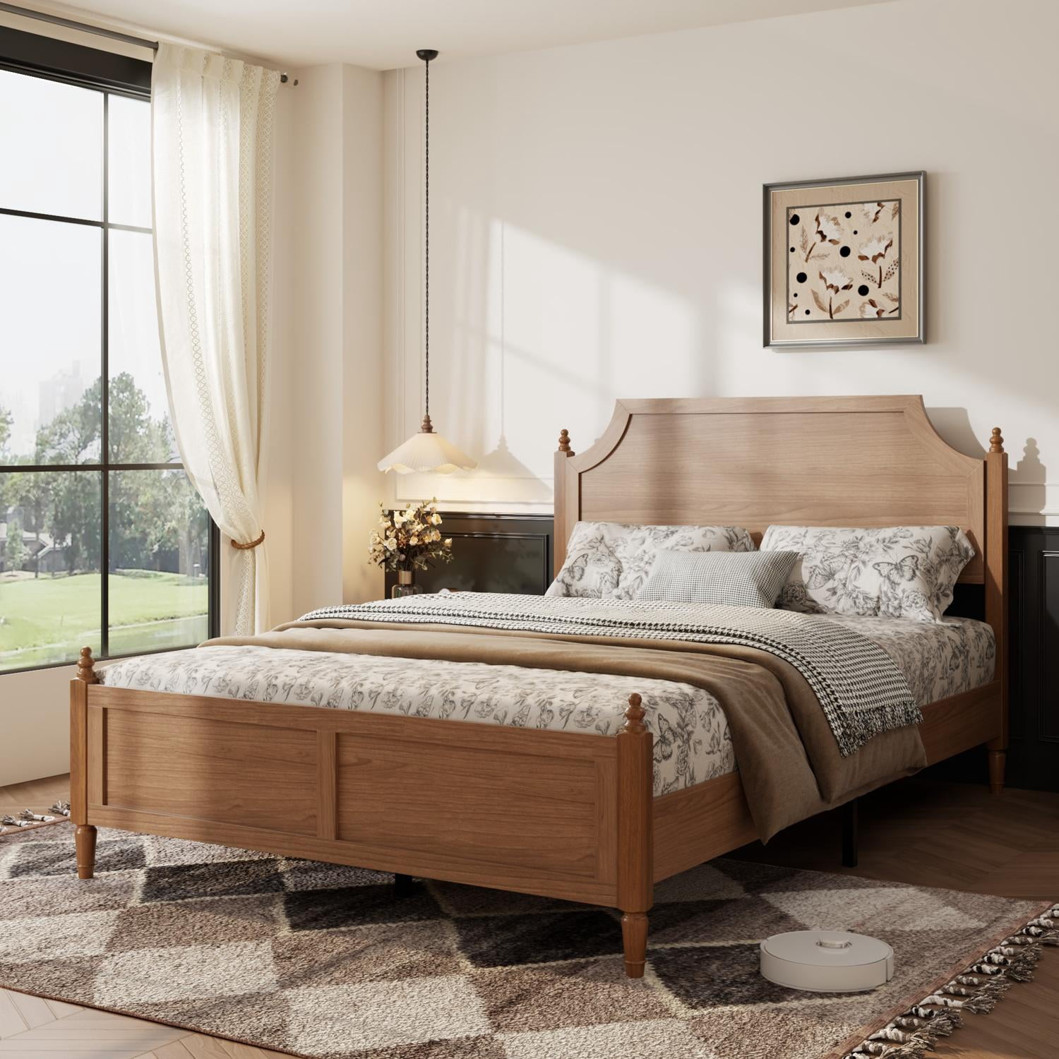 Full Size Platform Bed Frame with Headboard and Footboard, No Box Spring Needed Modern Farmhouse Bed and Mattress Foundation for Bedroom, Dark Brown