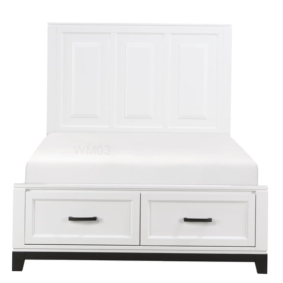 Full Size Platform Bed Frame with Storage Drawers, Wood Headboard, No Box Spring, Rustic Modern Design