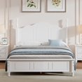 thumbnail image 1 of Full Size Platform Bed with Headboard, Retro Style Wooden Full Bed Frame with Slat Support, Full Size Beds for Kids Teens Adults, No Box Spring Need, White, 1 of 9