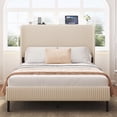 thumbnail image 1 of [Luckynote]Full Size Platform Bed , Metal Bed Frame with Charging Station, No Box Spring Needed, (Beige), Noise Free,Easy Assemble., 1 of 10