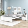 thumbnail image 1 of Full Size Platform Bed with a Nightstand, Solid Wood Platform Bed Frame with Headboard and Footboard for Kids Teens Adults, Strong Wooden Slats Support, No Box Spring Needed, White, 1 of 7