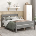 thumbnail image 1 of Full Size Platform Bed, Solid Wood Platform Bed Frame with Headboard and Footboard, Low Bed Frame Bedroom Furniture with Sturdy Slats Support and Legs, Mattress Not Included, Gray, 1 of 7