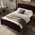 thumbnail image 1 of ChenyueFurn Full Size Platform Bed, Solid Wood Frame with Support Slats,dark brown, 1 of 10