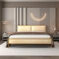thumbnail image 1 of Full Size Platform Bed with Steamed Bread Shaped Backrest,Metal Bed Frame with Upholstered Linen Fabric Headboard,14pcs Wood Slats and Ccenter Metal Legs Support, No Box Spring Needed,Noise Free, 1 of 1