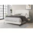 thumbnail image 1 of Full Size Platform Bed Wing Back Headboard, Boucle Fabric Upholstered Bed Frame, Beige, 1 of 1