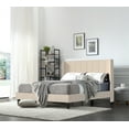 thumbnail image 1 of Full Size Platform Bed with Wingback Headboard, Upholstered Platform Bed Frame with Wood Slats Support, Modern and Elegant Full Bed for Bedroom and Hotel, Easy Assembly, Beige, 1 of 7