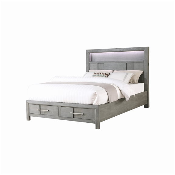 Full Size Platform Bed with LED Headboard, Bluetooth Speakers, USB Charging, and Storage Solutions