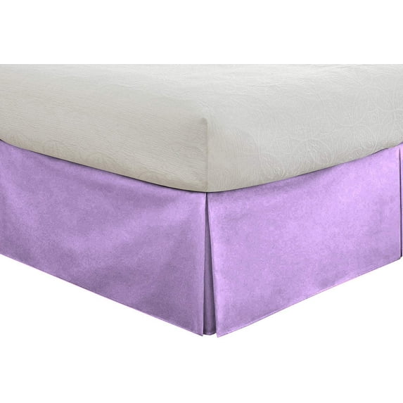 Full Size Pleated Bed Skirt (54" x 75") with 15" Ideal Drop, Wrinkle Free & Soft 100% Microfiber Polyester, Stylish Pleated Bed Valances - Lavender Solid.