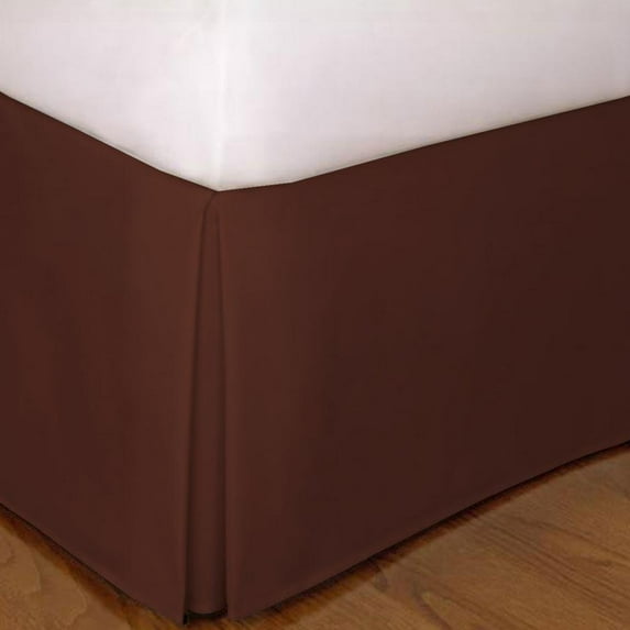 Full Size Pleated Bed Skirt (54" x 75") with 16" Ideal Drop, Wrinkle Free & Soft 100% Microfiber Polyester, Stylish Pleated Bed Valances - Chocolate Solid.