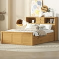 thumbnail image 1 of Full Size Pltaform Bed with Trundle and 3 Drawers, Solid Wood Bed Frame with Upper Shelves & a Set of USB Ports/Sockets, for Boys Girls Teens Adults, No Box Spring Needed, 1 of 9