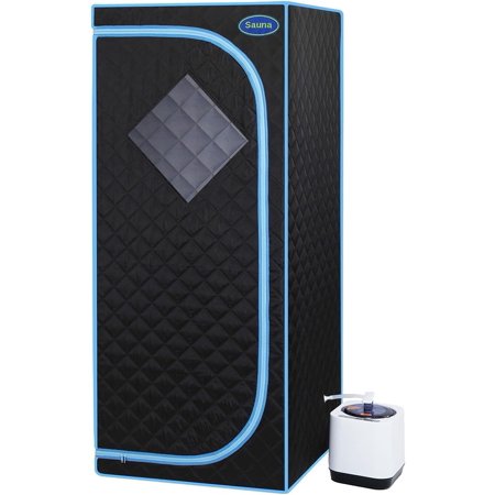 Full Size Portable Black Steam Sauna Tent–Personal Home Spa, Fast Heatingwith Steam Generator, Remote Control, Foldable Chair, Timer and PVC Pipe Connector Easy to Install(29.1" x 29.1" x 66.5")