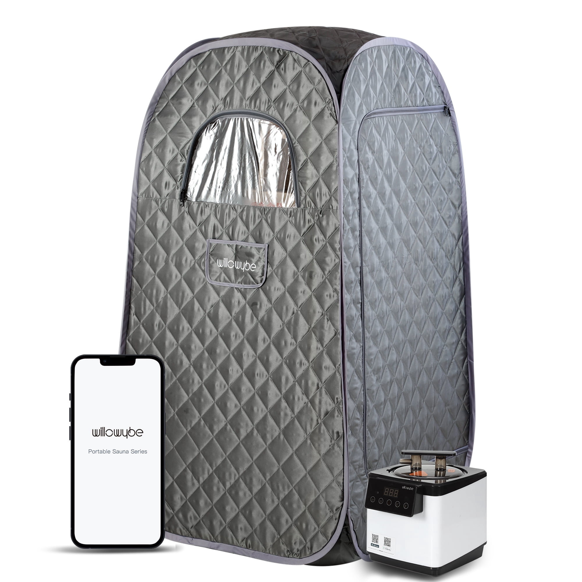 Willowybe Full Size Portable Steam Sauna with Bluetooth Control, Infrared Therapy, Tent, Chai