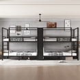 thumbnail image 1 of Full-Size Quad Metal Bunk Bed - Black, with Storage &amp; Wardrobe, 4-Sleeper Design, 165"x56", Sturdy, Space-Saving for Dorm, Apartment, 1 of 18