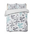 thumbnail image 1 of Full Size Quilt Bedding Set, Aqua Grey Botanical Reversible Summer Quilt 3 Pieces, Watercolor Spring Floral Summer Leaf Lightweight Bedspreads Coverlets with 2 Pillow Shams for All Seasons, 1 of 5