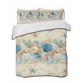 thumbnail image 1 of Full Size Quilt Bedding Set, Beach Coastal Beige Reversible Summer Quilt 3 Pieces, Nautical Shell Starfish Coral Summer Lightweight Bedspreads Coverlets with 2 Pillow Shams for All Seasons, 1 of 5