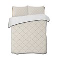 thumbnail image 1 of Full Size Quilt Bedding Set, Beige Plaid Reversible Summer Quilt 3 Pieces, Classic Minimalist Abstract Geometric Grid Lightweight Bedspreads Coverlets with 2 Pillow Shams for All Seasons, 1 of 5