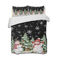thumbnail image 1 of Full Size Quilt Bedding Set, Black Christmas Snowflakes Reversible Summer Quilt 3 Pieces, Winter Xmas Snowman Pine Trees Lightweight Bedspreads Coverlets with 2 Pillow Shams for All Seasons, 1 of 5