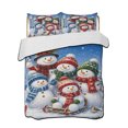 thumbnail image 1 of Full Size Quilt Bedding Set, Blue Snowman Christmas Reversible Summer Quilt 3 Pieces, Xmas Tree Snowflake Winter Birds Lightweight Bedspreads Coverlets with 2 Pillow Shams for All Seasons, 1 of 5