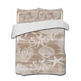 thumbnail image 1 of Full Size Quilt Bedding Set, Brown Coastal Reversible Summer Quilt 3 Pieces, Nautical Coral Starfish Shell Octopus Sea Lightweight Bedspreads Coverlets with 2 Pillow Shams for All Seasons, 1 of 5