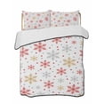 thumbnail image 1 of Full Size Quilt Bedding Set, Christmas Snowflakes Reversible Summer Quilt 3 Pieces, Red Yellow Gray Winter Snowy Lightweight Bedspreads Coverlets with 2 Pillow Shams for All Seasons, 1 of 5