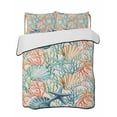 thumbnail image 1 of Full Size Quilt Bedding Set, Coastal Beach Reversible Summer Quilt 3 Pieces, Nautical Summer Coral Starfish Shell Lightweight Bedspreads Coverlets with 2 Pillow Shams for All Seasons, 1 of 5