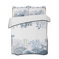 thumbnail image 1 of Full Size Quilt Bedding Set, Coastal Starfish Reversible Summer Quilt 3 Pieces, Ocean Weeping Coral Beach Conch Haze Blue Lightweight Bedspreads Coverlets with 2 Pillow Shams for All Seasons, 1 of 5
