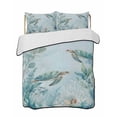 thumbnail image 1 of Full Size Quilt Bedding Set, Coastal Turtle Reversible Summer Quilt 3 Pieces, Nautical Eucalyptus Leaves Coral Seaweed Lightweight Bedspreads Coverlets with 2 Pillow Shams for All Seasons, 1 of 5