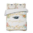 thumbnail image 1 of Full Size Quilt Bedding Set, Congratulations Graduations Reversible Summer Quilt 3 Pieces, Farmhouse Botanical Flowers Lightweight Bedspreads Coverlets with 2 Pillow Shams for All Seasons, 1 of 4