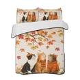 thumbnail image 1 of Full Size Quilt Bedding Set, Fall Cat Reversible Summer Quilt 3 Pieces, Thanksgiving Autumn Harvest Pumpkins Leaves Orange Lightweight Bedspreads Coverlets with 2 Pillow Shams for All Seasons, 1 of 5