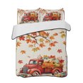 thumbnail image 1 of Full Size Quilt Bedding Set, Fall Red Truck Reversible Summer Quilt 3 Pieces, Thanksgiving Autumn Harvest Rustic Pumpkins Lightweight Bedspreads Coverlets with 2 Pillow Shams for All Seasons, 1 of 5