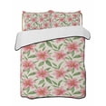 thumbnail image 1 of Full Size Quilt Bedding Set, Flowers Reversible Summer Quilt 3 Pieces, Pink Spring Floral Elegant Pastoral Rustic Lightweight Bedspreads Coverlets with 2 Pillow Shams for All Seasons, 1 of 5