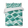 thumbnail image 1 of Full Size Quilt Bedding Set, Green Geometric Moroccan Reversible Summer Quilt 3 Pieces, Abstract Art Teal Ombre Modern Lightweight Bedspreads Coverlets with 2 Pillow Shams for All Seasons, 1 of 5