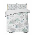 thumbnail image 1 of Full Size Quilt Bedding Set, Green Snowflake Christmas Reversible Summer Quilt 3 Pieces, Xmas Snowflake Lightweight Bedspreads Coverlets with 2 Pillow Shams for All Seasons, 1 of 5