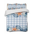 thumbnail image 1 of Full Size Quilt Bedding Set, Nautical Coastal Reversible Summer Quilt 3 Pieces, Ocean Starfish Shells Coral Conch Blue Plaid Lightweight Bedspreads Coverlets with 2 Pillow Shams for All Seasons, 1 of 5