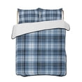 thumbnail image 1 of Full Size Quilt Bedding Set, Navy Buffalo Plaid Reversible Summer Quilt 3 Pieces, White Blue Farmhouse Modern Striped Lightweight Bedspreads Coverlets with 2 Pillow Shams for All Seasons, 1 of 4