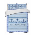 thumbnail image 1 of Full Size Quilt Bedding Set, Ocean Archor Reversible Summer Quilt 3 Pieces, Summer Rustic Nautical Coastal Beach Blue Stripes Lightweight Bedspreads Coverlets with 2 Pillow Shams for All Seasons, 1 of 5