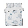 thumbnail image 1 of Full Size Quilt Bedding Set, Ocean Blue Coral Reversible Summer Quilt 3 Pieces, Summer Coastal Starfish Conch Nautical Lightweight Bedspreads Coverlets with 2 Pillow Shams for All Seasons, 1 of 5