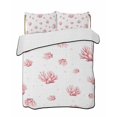 thumbnail image 1 of Full Size Quilt Bedding Set, Pink Coral Coastal Reversible Summer Quilt 3 Pieces, Nautical Summer Beach Ocean Sea Lightweight Bedspreads Coverlets with 2 Pillow Shams for All Seasons, 1 of 5