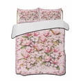 thumbnail image 1 of Full Size Quilt Bedding Set, Pink Orchid Reversible Summer Quilt 3 Pieces, Spring Floral Flowers Leaves Botanical Lightweight Bedspreads Coverlets with 2 Pillow Shams for All Seasons, 1 of 5
