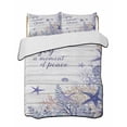 thumbnail image 1 of Full Size Quilt Bedding Set, Purple Starfish Coastal Reversible Summer Quilt 3 Pieces, Nautical Coral Ocean Wooden Lightweight Bedspreads Coverlets with 2 Pillow Shams for All Seasons, 1 of 5