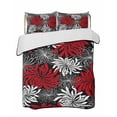 thumbnail image 1 of Full Size Quilt Bedding Set, Red Black Flowers Reversible Summer Quilt 3 Pieces, Abstract Botanical Floral Textured Plant Lightweight Bedspreads Coverlets with 2 Pillow Shams for All Seasons, 1 of 5