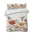 thumbnail image 1 of Full Size Quilt Bedding Set, Spring Floral Reversible Summer Quilt 3 Pieces, Elegant Pastoral Flowers Birds Rustic Lightweight Bedspreads Coverlets with 2 Pillow Shams for All Seasons, 1 of 5