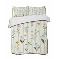 thumbnail image 1 of Full Size Quilt Bedding Set, Spring Floral Reversible Summer Quilt 3 Pieces, Summer Botanical Sage Green Striped Lightweight Bedspreads Coverlets with 2 Pillow Shams for All Seasons, 1 of 5