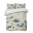 thumbnail image 1 of Full Size Quilt Bedding Set, Spring Floral Reversible Summer Quilt 3 Pieces, Teal Tulip Botancal Summer Flowers Lightweight Bedspreads Coverlets with 2 Pillow Shams for All Seasons, 1 of 5