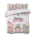 thumbnail image 1 of Full Size Quilt Bedding Set, Spring Gnomes Reversible Summer Quilt 3 Pieces, Colorful Flowers Watercolor Butterfly Floral Plant Lightweight Bedspreads Coverlets with 2 Pillow Shams for All Seasons, 1 of 5