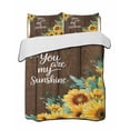 thumbnail image 1 of Full Size Quilt Bedding Set, Sunflower Reversible Summer Quilt 3 Pieces, Summer Botanical Yellow Floral Brown Wooden Lightweight Bedspreads Coverlets with 2 Pillow Shams for All Seasons, 1 of 5