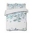 thumbnail image 1 of Full Size Quilt Bedding Set, Teal Blue Leaves Reversible Summer Quilt 3 Pieces, Summer Botanical Lightweight Bedspreads Coverlets with 2 Pillow Shams for All Seasons, 1 of 5